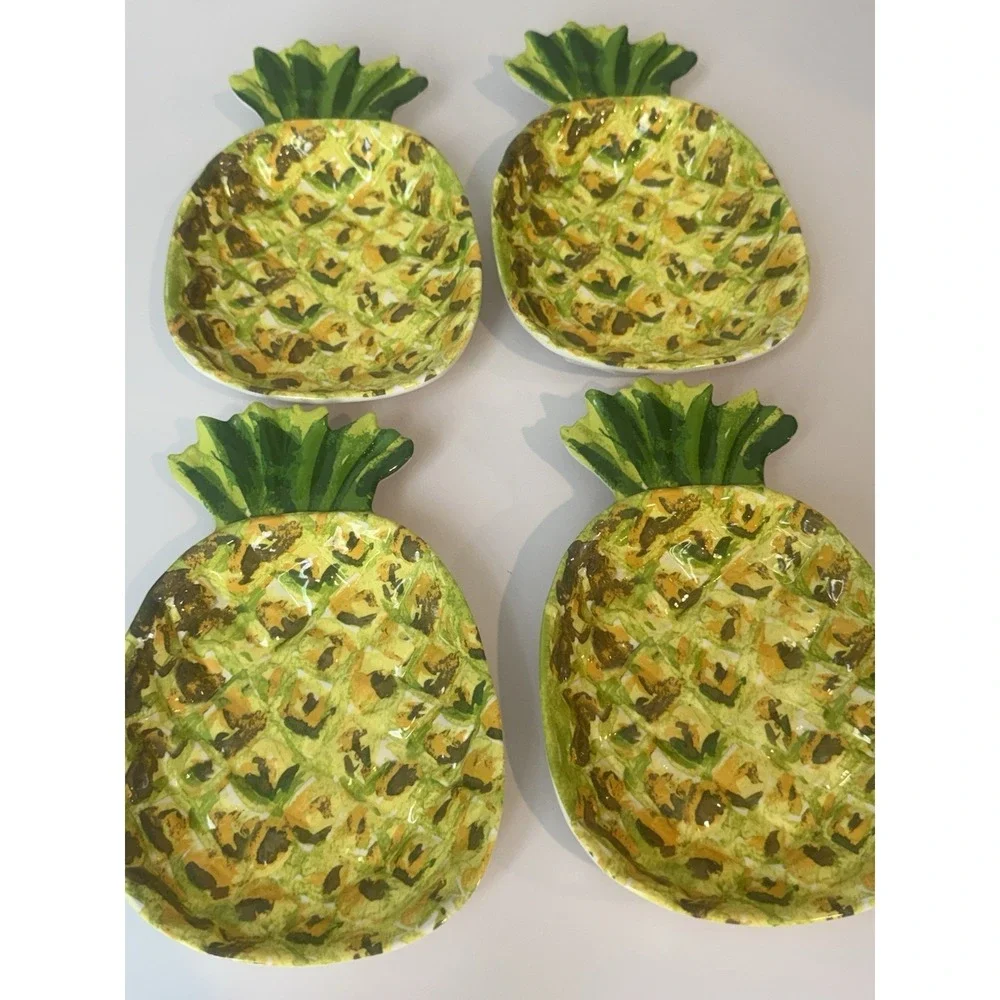 Set of 4 Pineapple Melamine Appetizer Dessert Plates 7